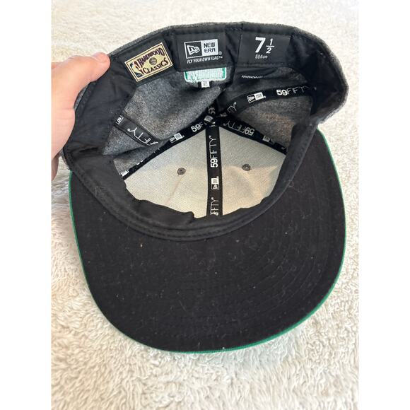 Boston Celtics Hat Gray Wool Blend Green Embroidered 7 1/2 New Era HWC - Picture 8 of 10